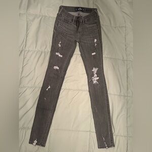 Hollister Dark Gray Distressed Skinny Jeans